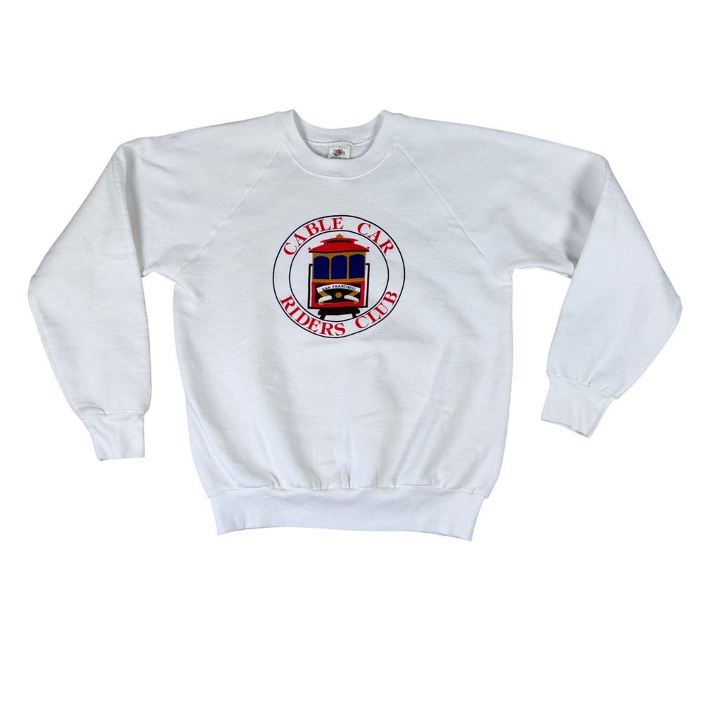 Vintage Fruit of the Loom San Francisco Cable Car Riders Club Sweatshirt White L